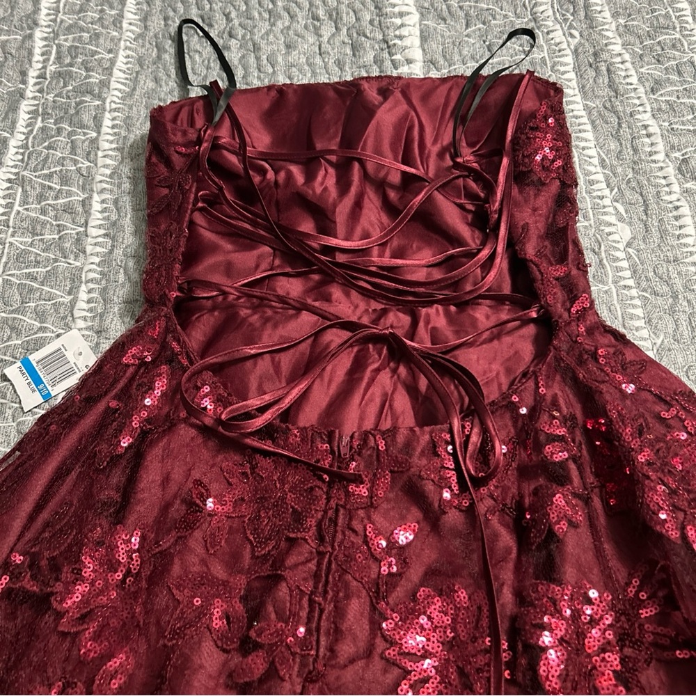 B DARLIN Women’s Lined Lace-up Back SpaghettiStrapMiniDress |Size 9/10 | NWT |D2 - Picture 10 of 12